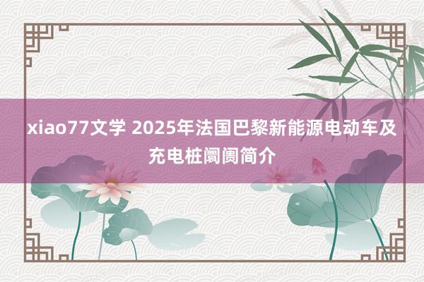 xiao77文学 2025年法国巴黎新能源电动车及充电桩阛阓简介