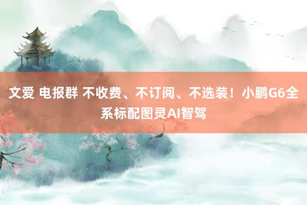 文爱 电报群 不收费、不订阅、不选装！小鹏G6全系标配图灵AI智驾