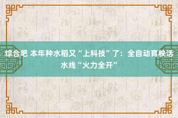 综合吧 本年种水稻又“上科技”了：全自动育秧活水线“火力全开”