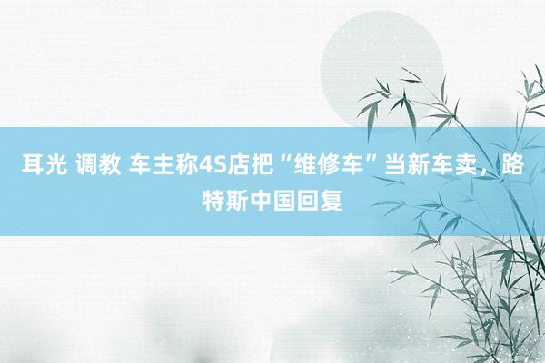 耳光 调教 车主称4S店把“维修车”当新车卖，路特斯中国回复